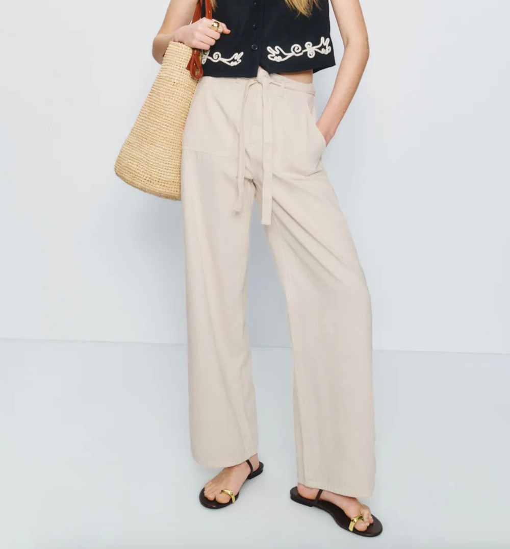 Le Jean Off White Rory Relaxed Trouser SIZE 29 Denim Wide Leg Belt Designer $258
